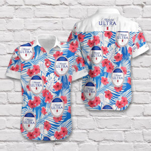 Tropical Summer Michelob Ultra Beer Short Sleeve Hawaiian Shirt