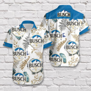 Tropical Vibe Busch Beer Blue Short Sleeve Hawaiian Shirt