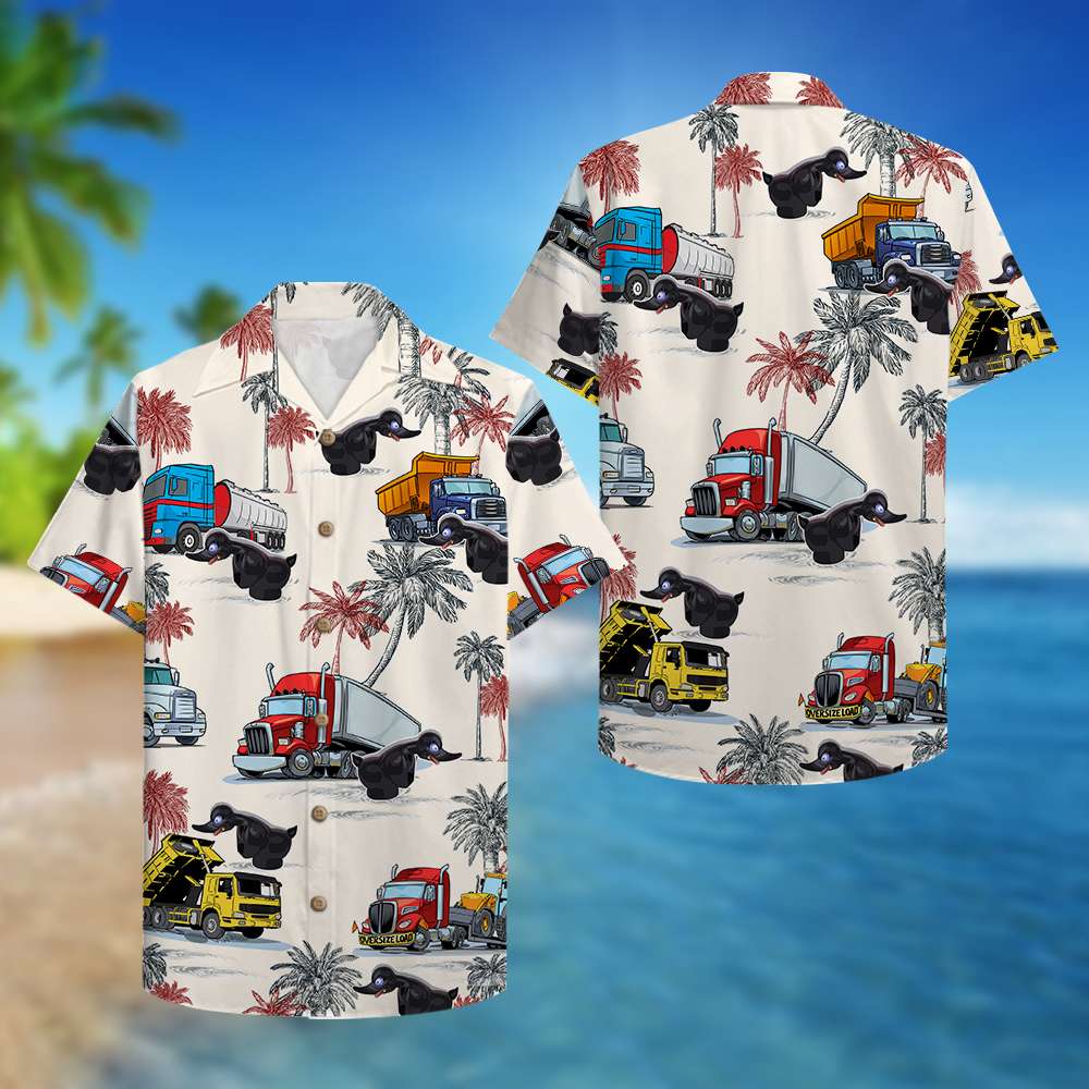 Trucker Truck Pattern Hawaiian Shirt Aloha Shirt Trucker Truck Pattern Hawaiian Shirt Aloha Shirt