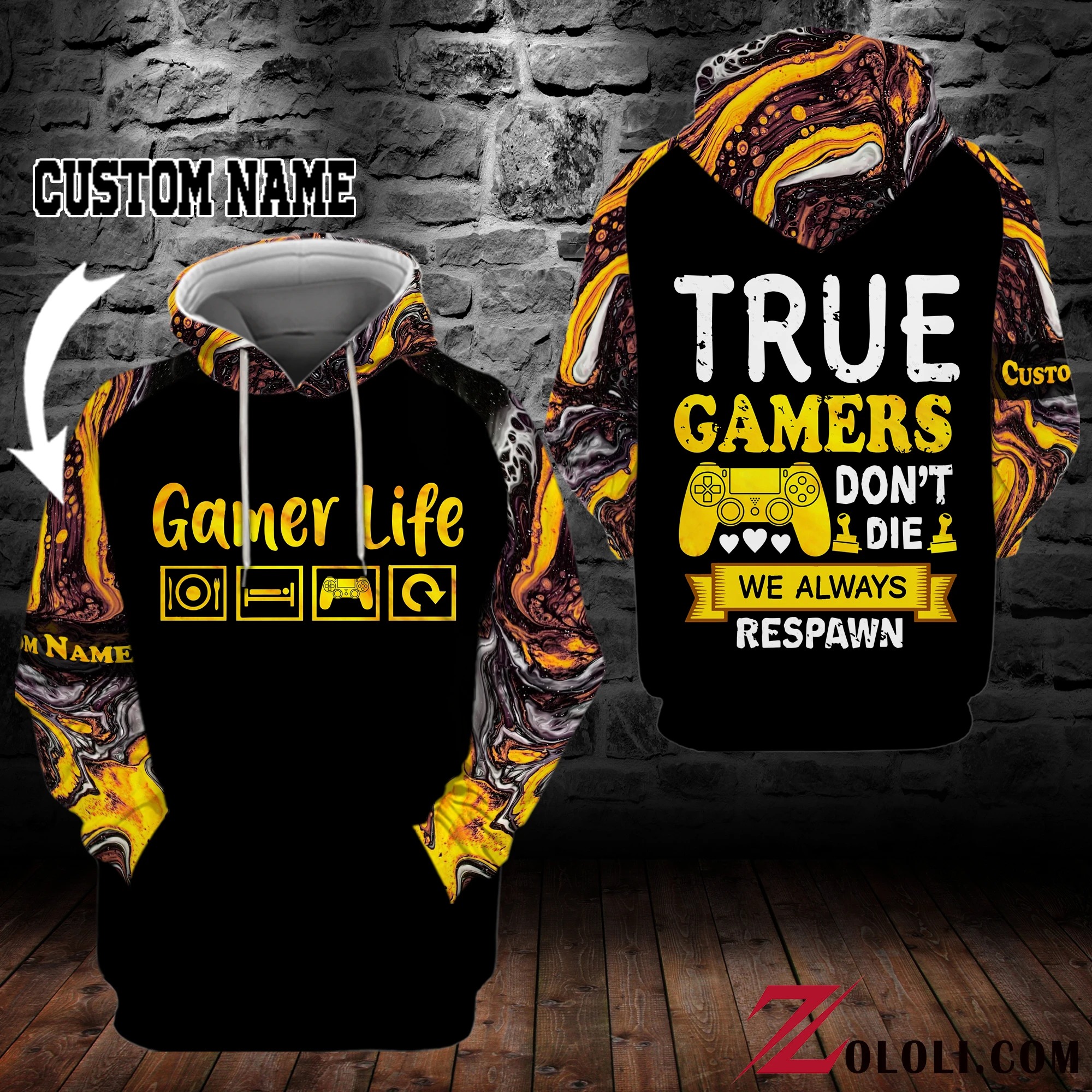 True Gamer Don’T Die We Always Respawn Custom Name 3D Hoodie True Gamer Don’T Die We Always Respawn Custom Name 3D Hoodie