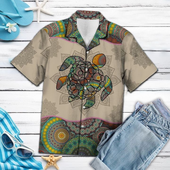 Turtle Mandala Hawaiian Shirt Summer Button Up Turtle Mandala Hawaiian Shirt Summer Button Up