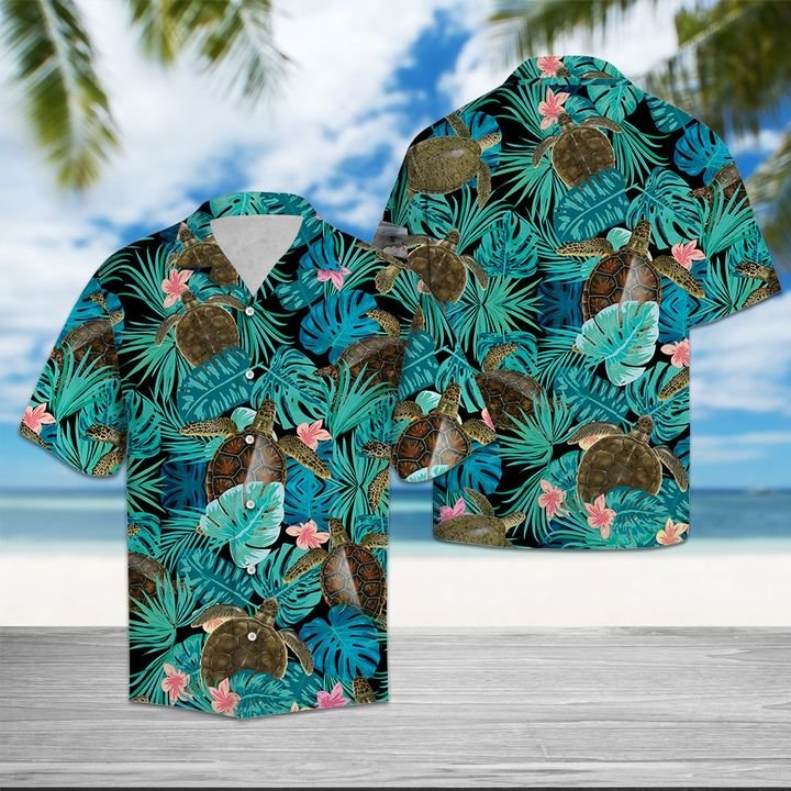 Turtle Tropical Hawaiian Shirt Summer Button Up Turtle Tropical Hawaiian Shirt Summer Button Up