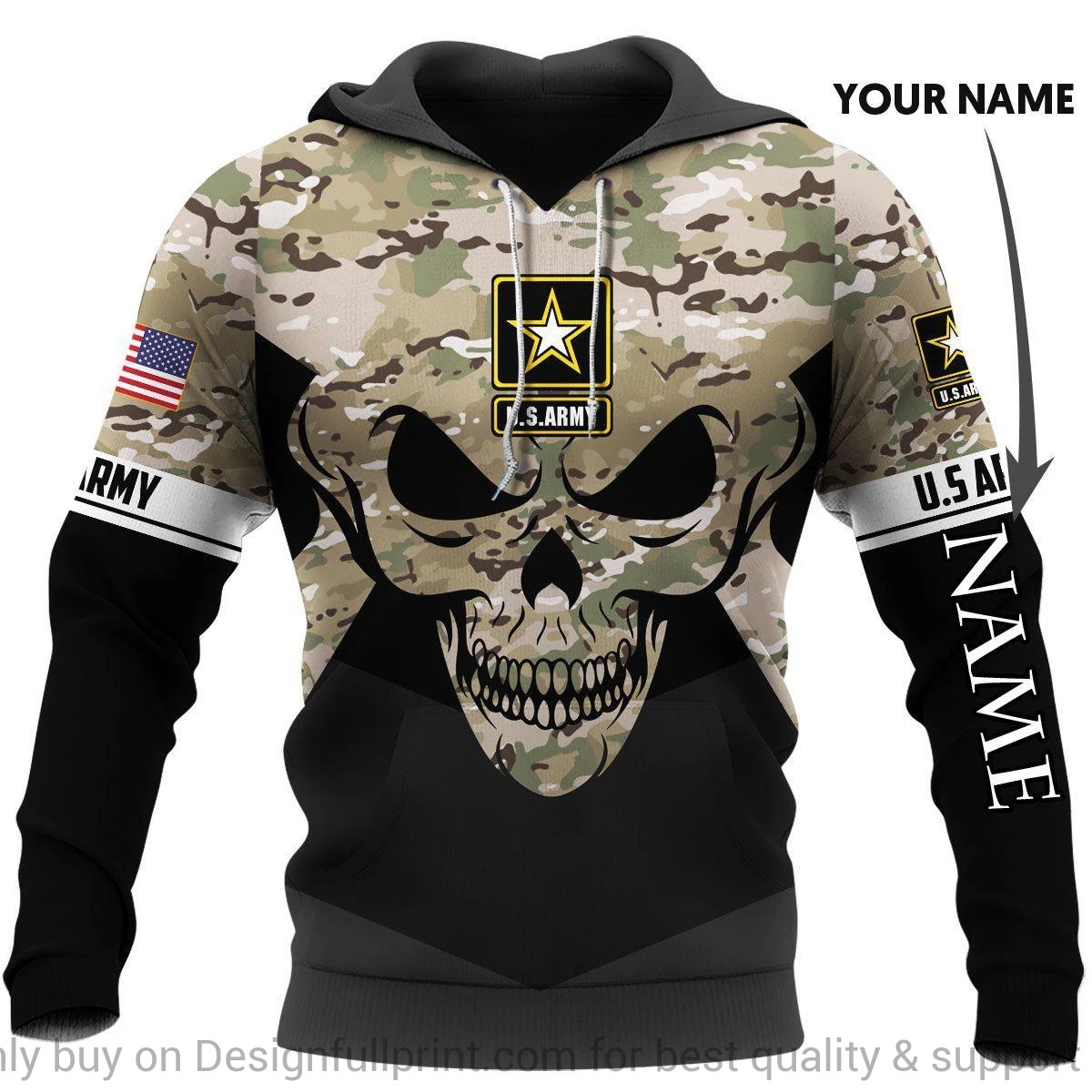 U.S. Army Skull Camo Personalized 3D Hoodie U.S. Army Skull Camo Personalized 3D Hoodie
