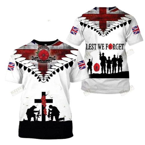 Uk Veteran Cross Lest We Forget 3D Shirt Uk Veteran Cross Lest We Forget 3D Shirt
