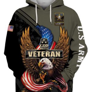 Us Army Eagle God Bless Veteran 3D Shirt