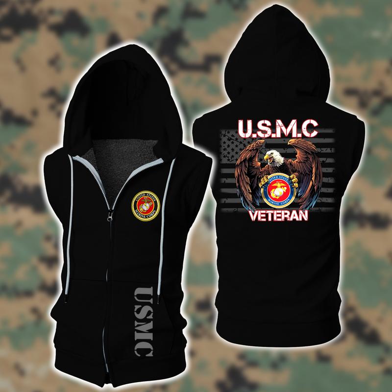 Usmc The United States Marine Corps Sleeveless Vest Zip Hoodie Usmc The United States Marine Corps Sleeveless Vest Zip Hoodie