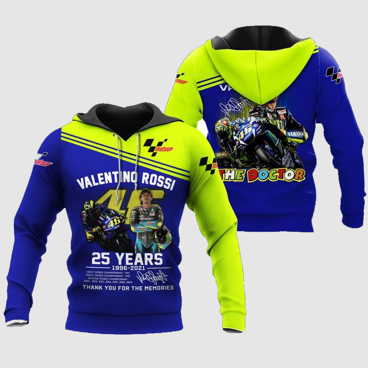 Valentino Rossi The Doctor 25 Years 3D Full Print Hoodie Valentino Rossi The Doctor 25 Years 3D Full Print Hoodie
