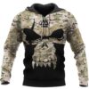 Valknut Skull With Camo 3D Hoodie And Shirt