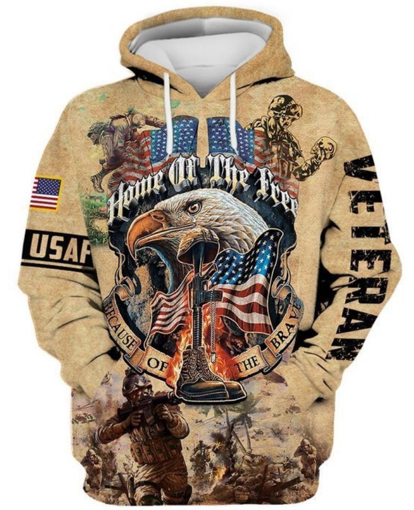 Veteran Home Of The Free Because Of The Brave All Over Printed 3D Hoodie Veteran Home Of The Free Because Of The Brave All Over Printed 3D Hoodie