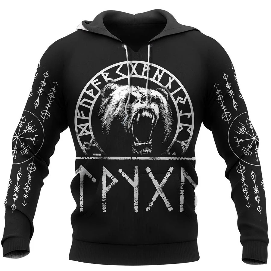 Viking Bear Raven All Over Printed Hoodie Viking Bear Raven All Over Printed Hoodie