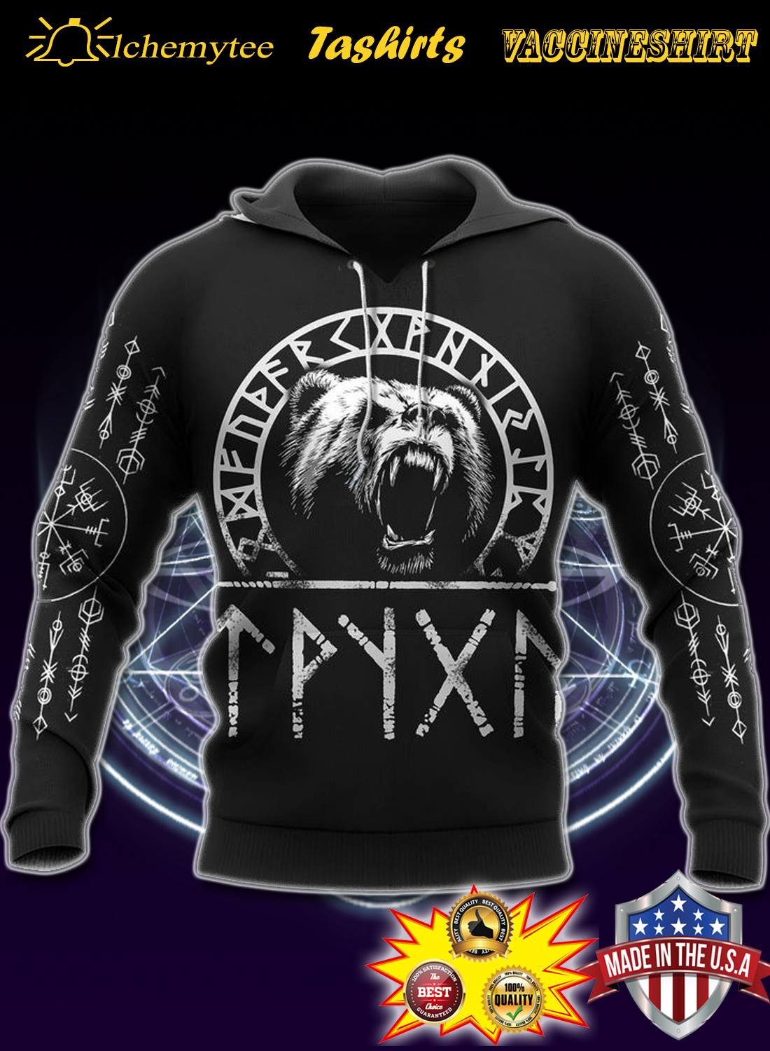 Viking Bear Raven Of Odin 3D Hoodie Viking Bear Raven Of Odin 3D Hoodie
