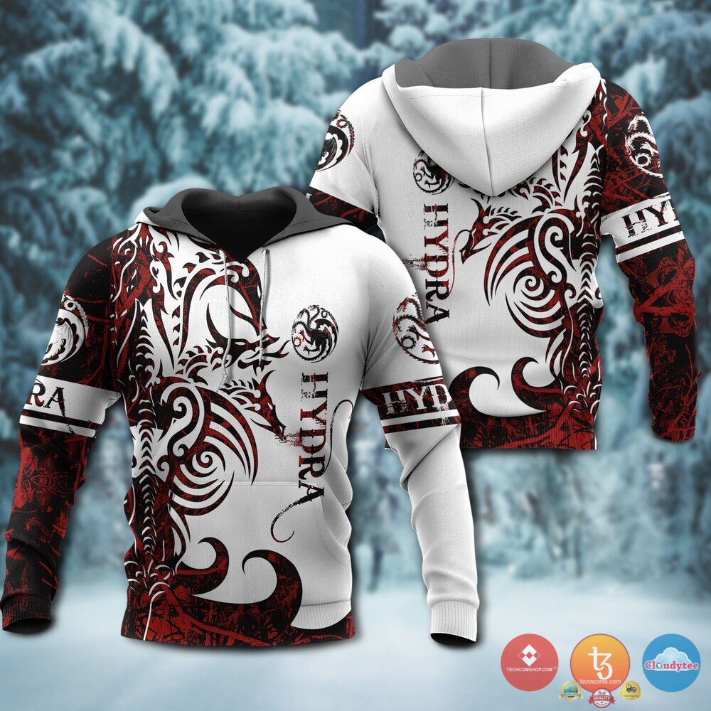 Viking Hydra Red White 3D Hoodie Viking Hydra Red White 3D Hoodie