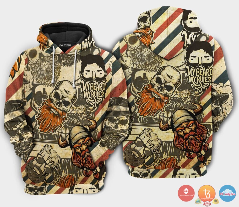 Viking My Beard My Rules 3D Hoodie Viking My Beard My Rules 3D Hoodie