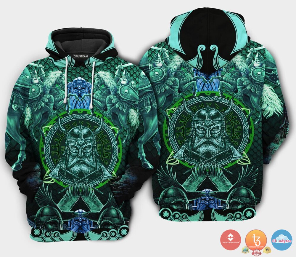 Viking Odin Green 3D Hoodie Viking Odin Green 3D Hoodie