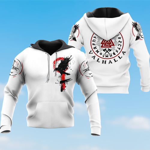 Viking Raven Nevermore 3D Hoodie And Shirt Viking Raven Nevermore 3D Hoodie And Shirt