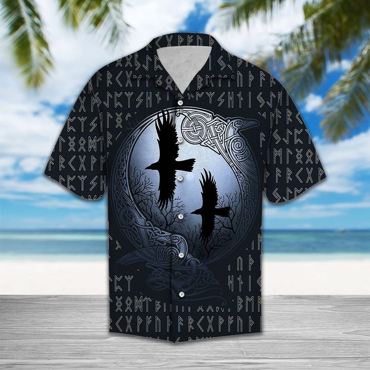 Viking Ravens Hawaiian Shirt Summer Button Up Viking Ravens Hawaiian Shirt Summer Button Up