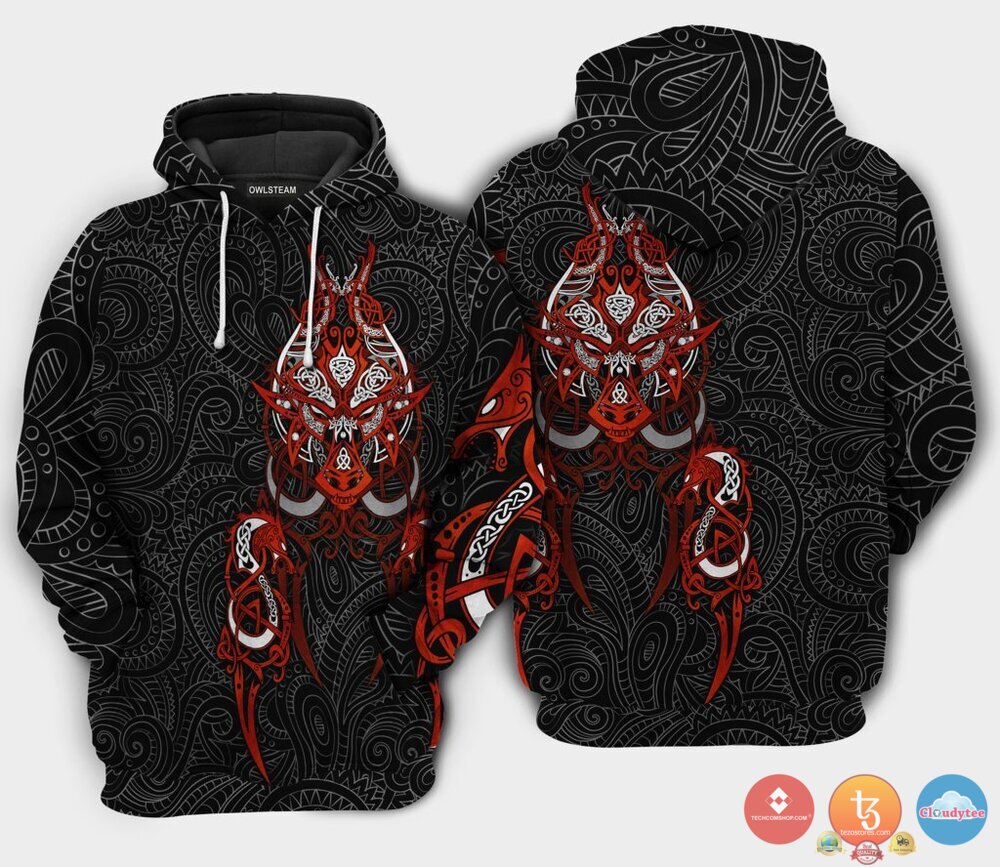 Viking Victory Red Sign 3D Hoodie Viking Victory Red Sign 3D Hoodie