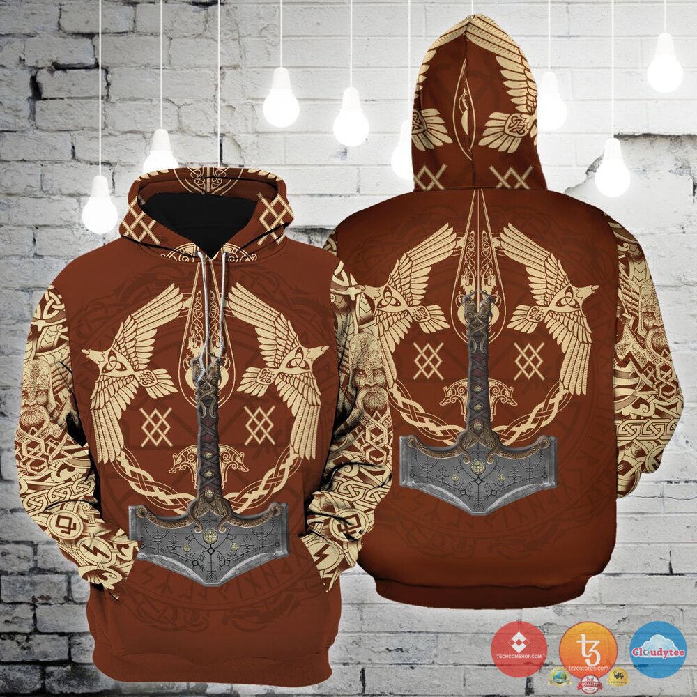 Viking Warrior Red 3D Hoodie Viking Warrior Red 3D Hoodie