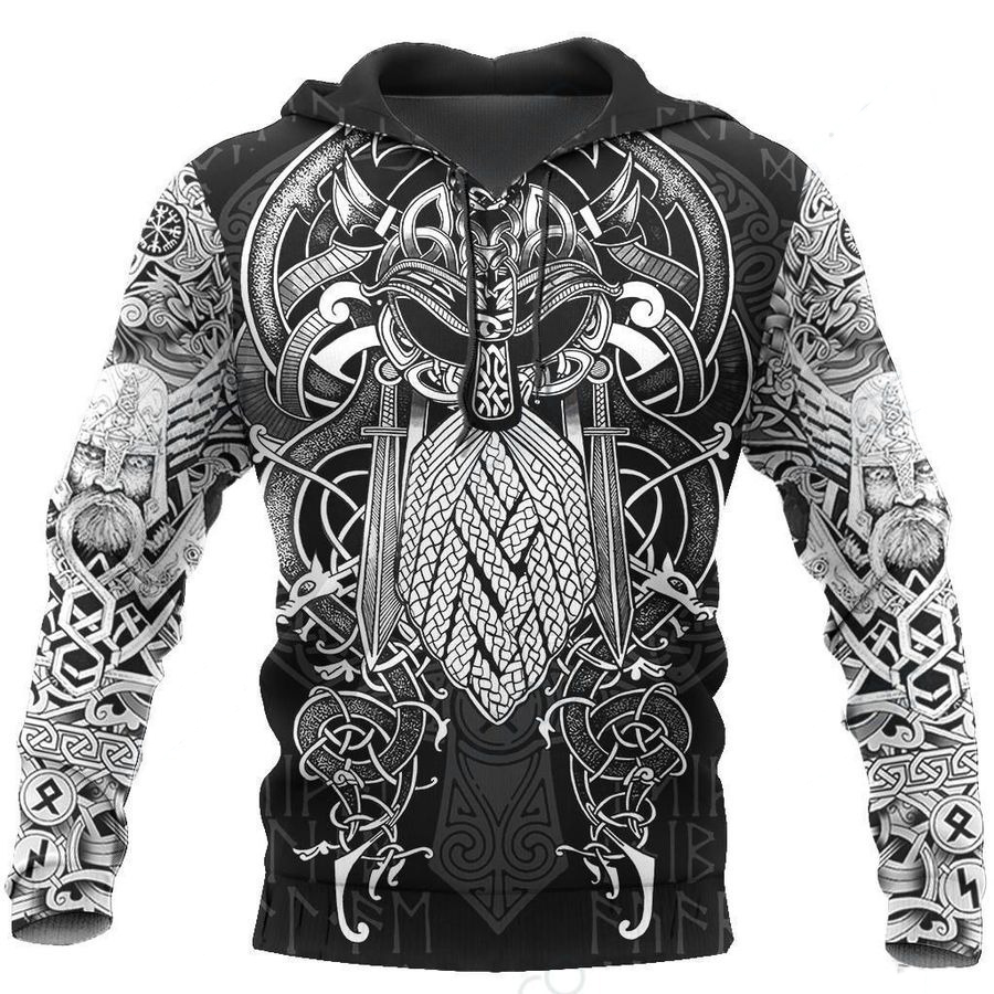 Vikings Odin Tattoo Style All Over Printed Hoodie Vikings Odin Tattoo Style All Over Printed Hoodie