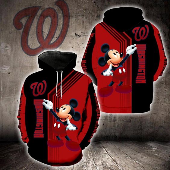 Washington Nationals Mickey Mouse 3D Hoodie Washington Nationals Mickey Mouse 3D Hoodie