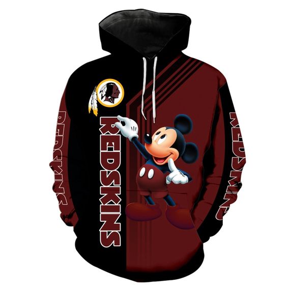 Washington Redskins Mickey Mouse 3D Hoodie Washington Redskins Mickey Mouse 3D Hoodie
