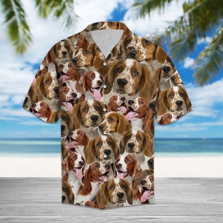 Welsh Springer Spaniel Hawaiian Shirt Summer Button Up Welsh Springer Spaniel Hawaiian Shirt Summer Button Up