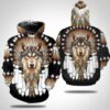 Wolf Native American 3D All Over Print Hoodie