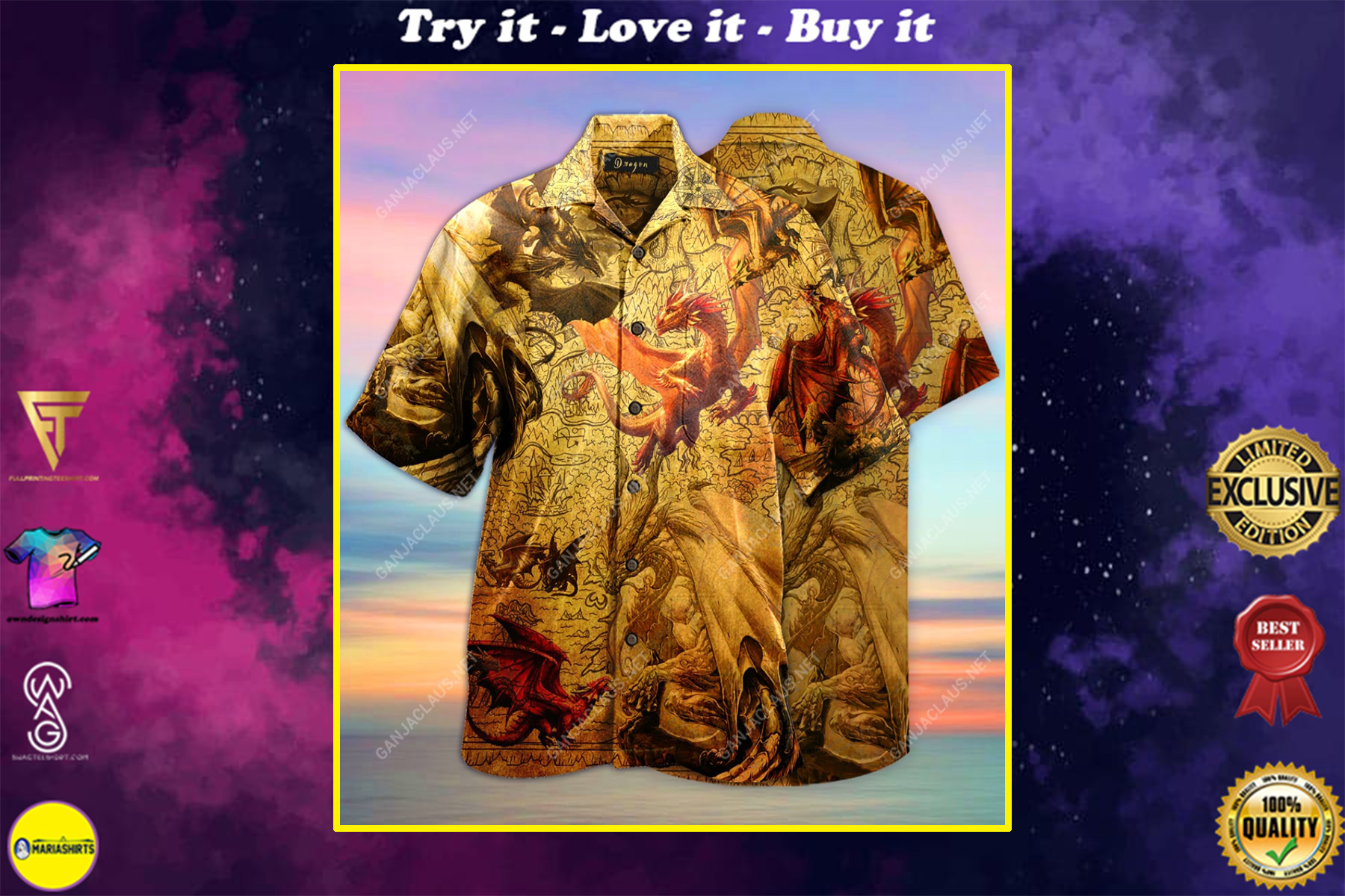 World Map Dragon Full Printing Hawaiian Shirt World Map Dragon Full Printing Hawaiian Shirt